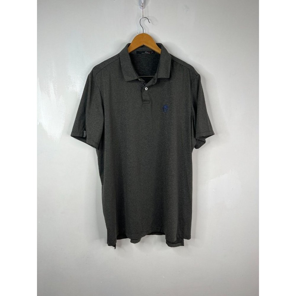 RLX Ralph Lauren Polo T-Shirt Mens Sz XXL Gray Short Sleeve 3/4 Button